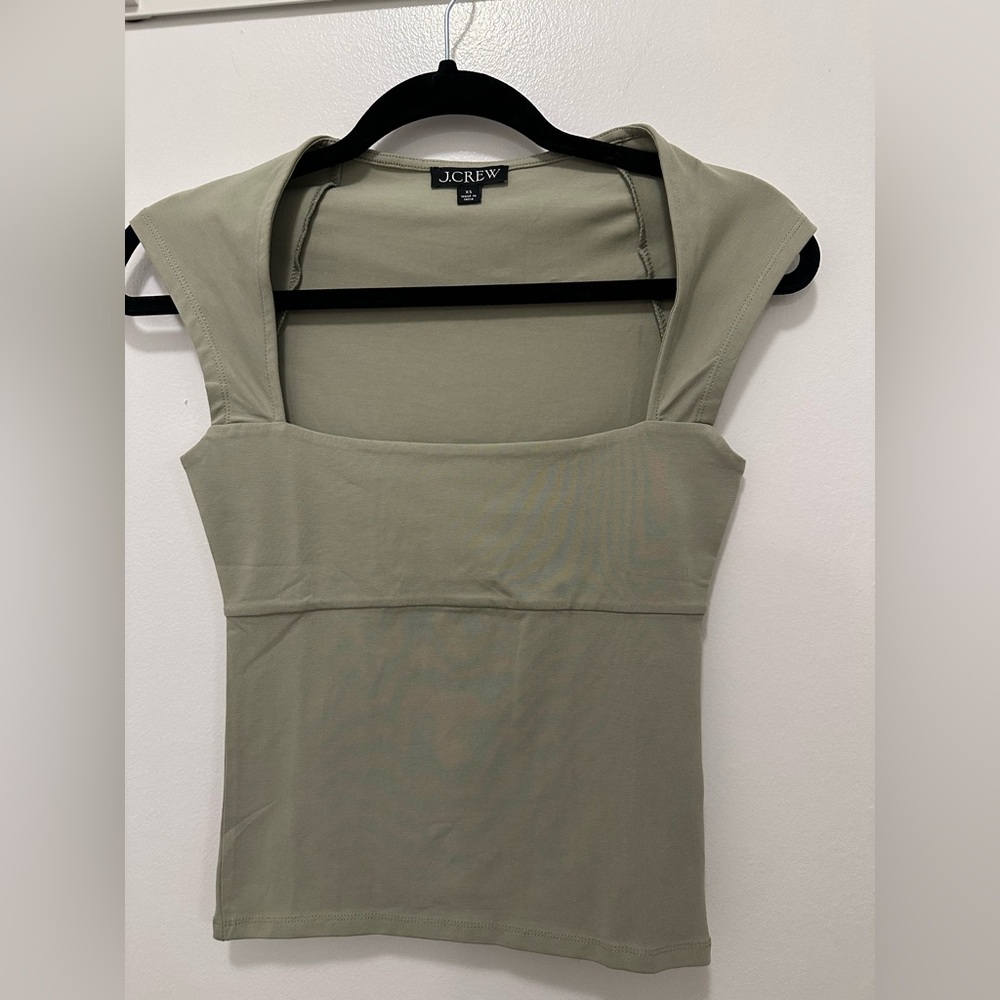 J.Crew Sage Green Cap Sleeve Top